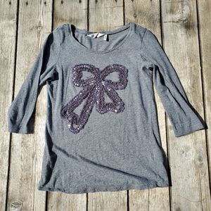 H&M Girls Bowtie Top in Heather Grey